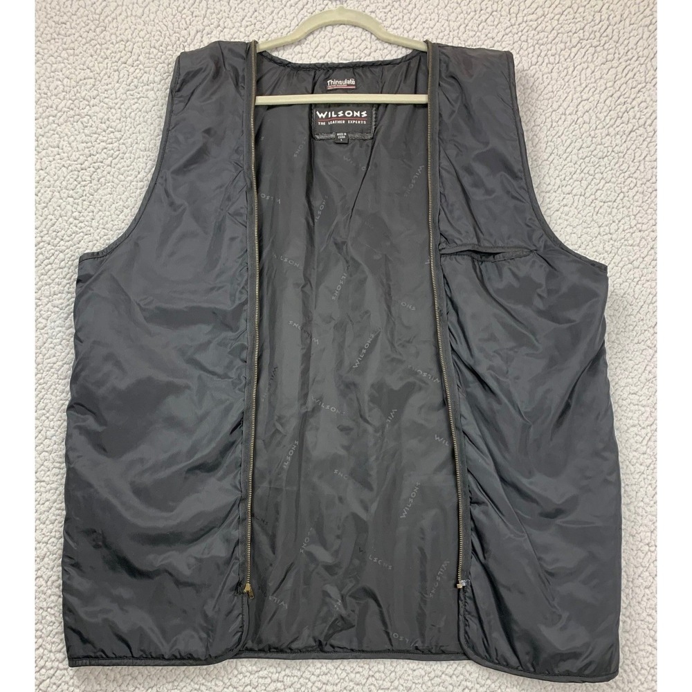 Vintage Wilsons Leather Vest‎ Liner Mens L Black Thinsulate Zip In Insulated Y2K